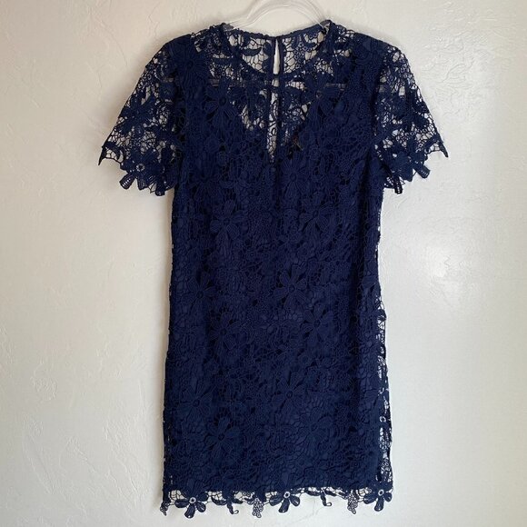 Trina Turk Lace Mini Midnight Navy Short Dress Crochet Lace - Picture 3 of 10